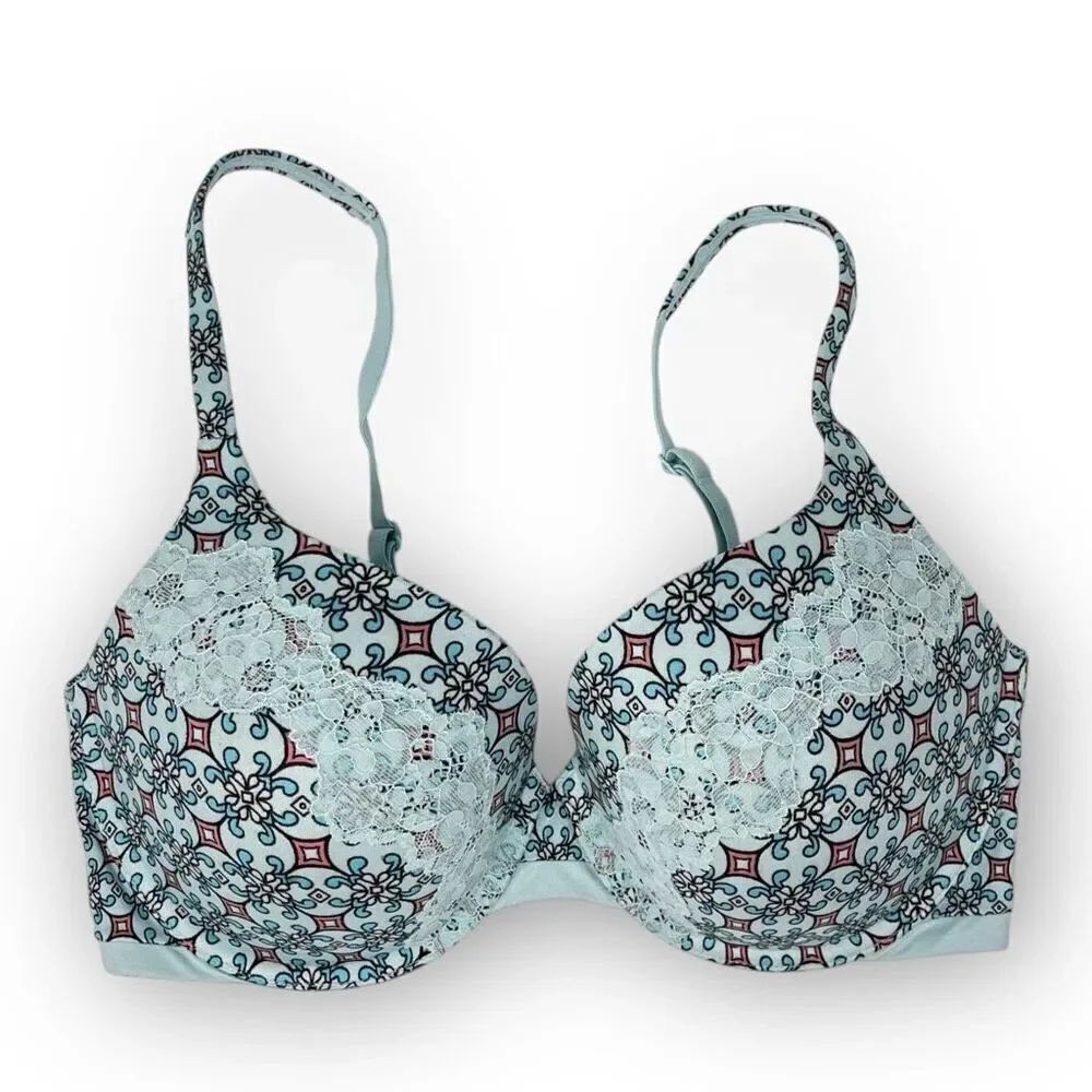 Victoria's Secret Body By Victoria Lined Demi Bra Teal Underwire Women Size 34DD